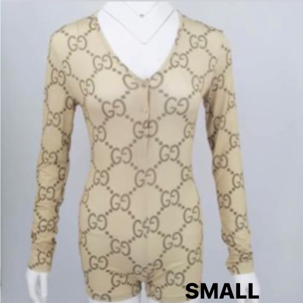 Brown Gucci PJ Romper Onesie